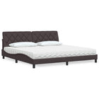 Bed with dark brown fabric mattress 200x200 cm