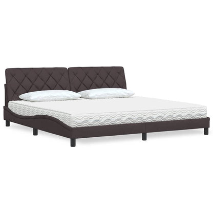 Bed Met Matras Stof 200 x 200 cm Donkerbruin