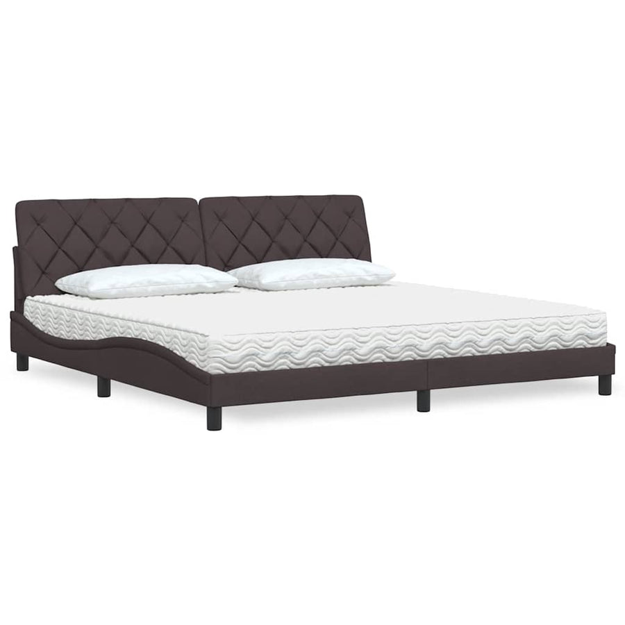 Bed Met Matras Stof 200 x 200 cm Donkerbruin