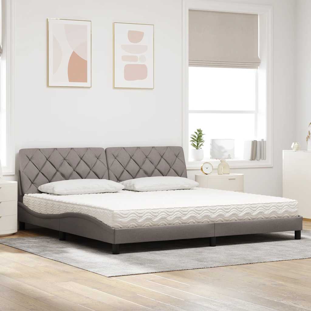 Bed met matras stof taupe 200x200 cm