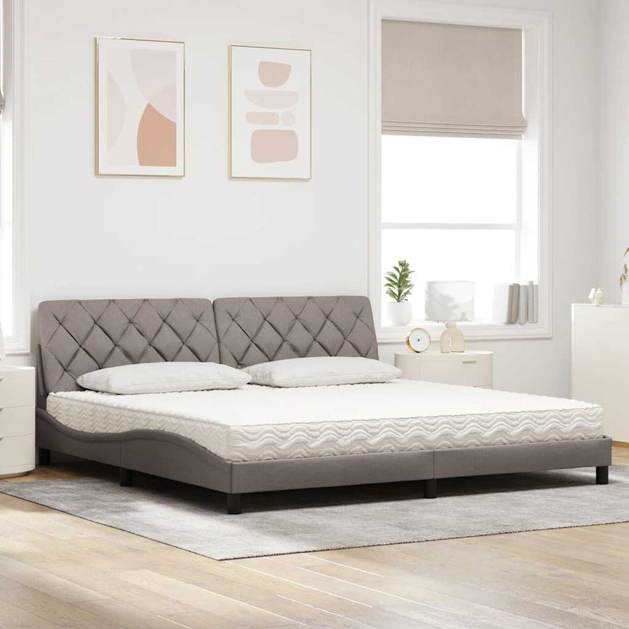 Bed met matras stof taupe 200x200 cm