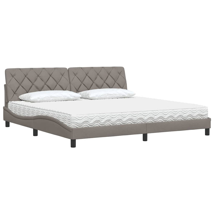 Bed met matras stof taupe 200x200 cm