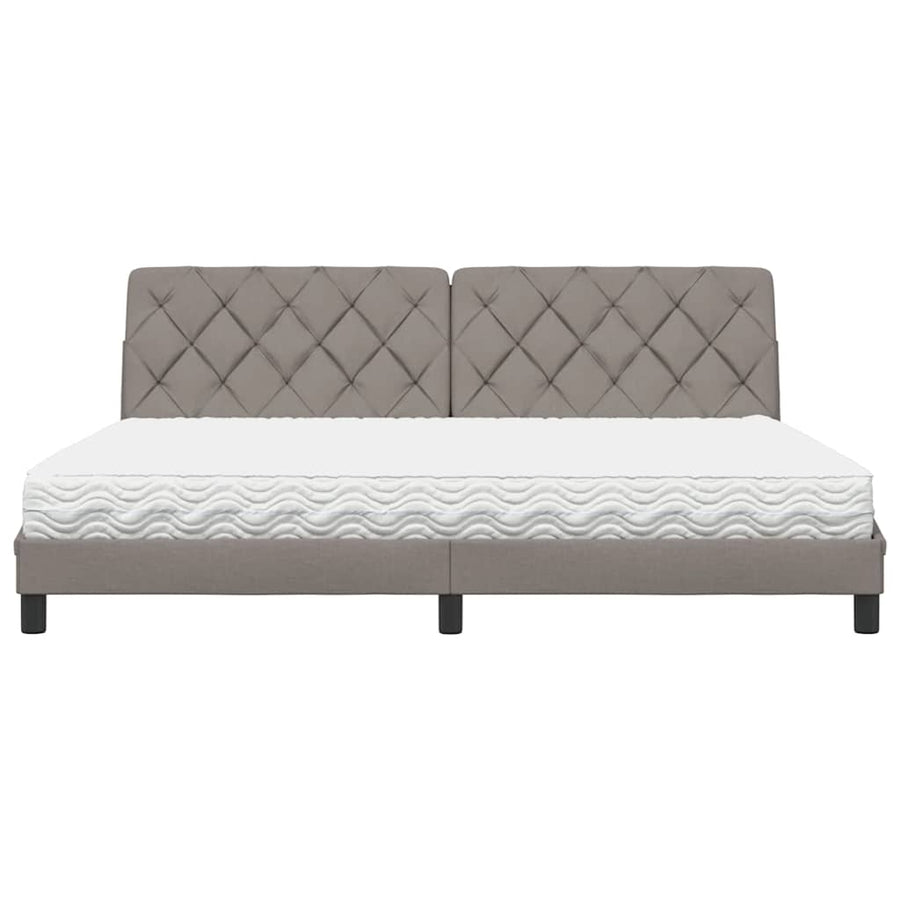 Bed met matras stof taupe 200x200 cm