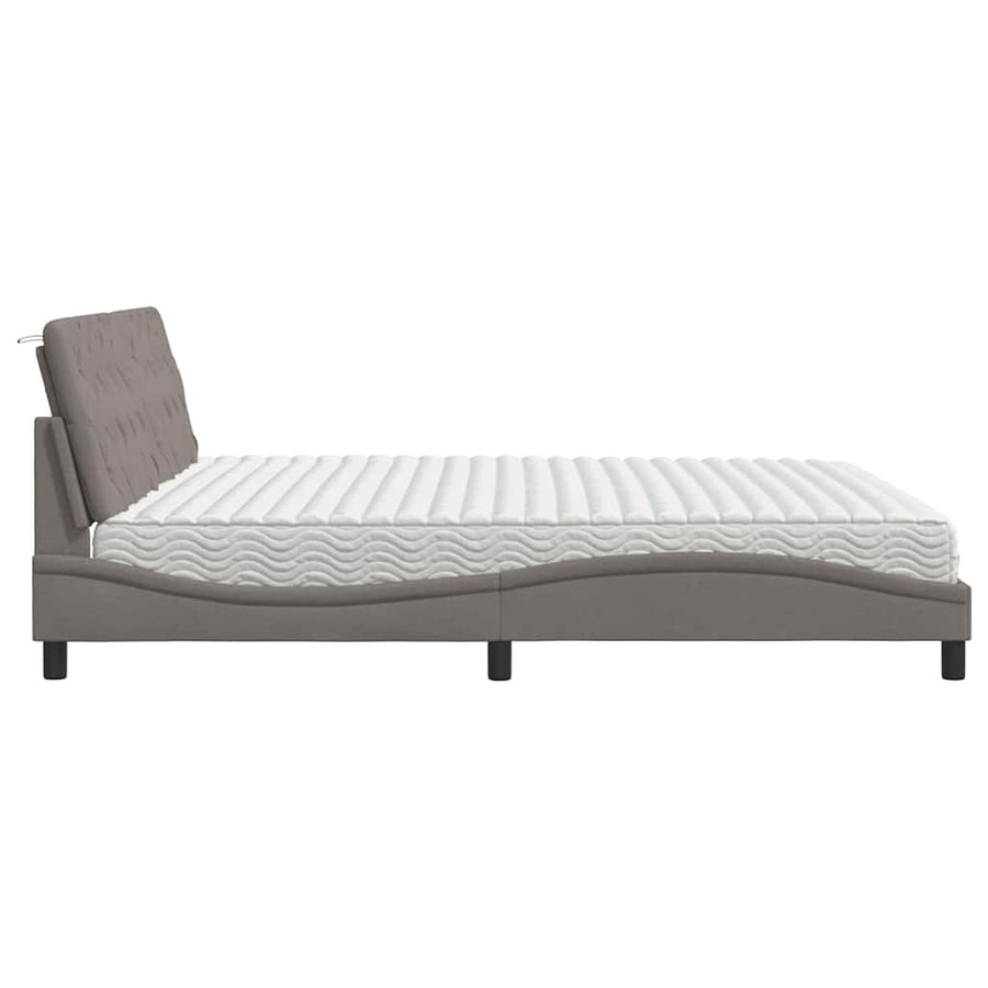 Bed met matras stof taupe 200x200 cm