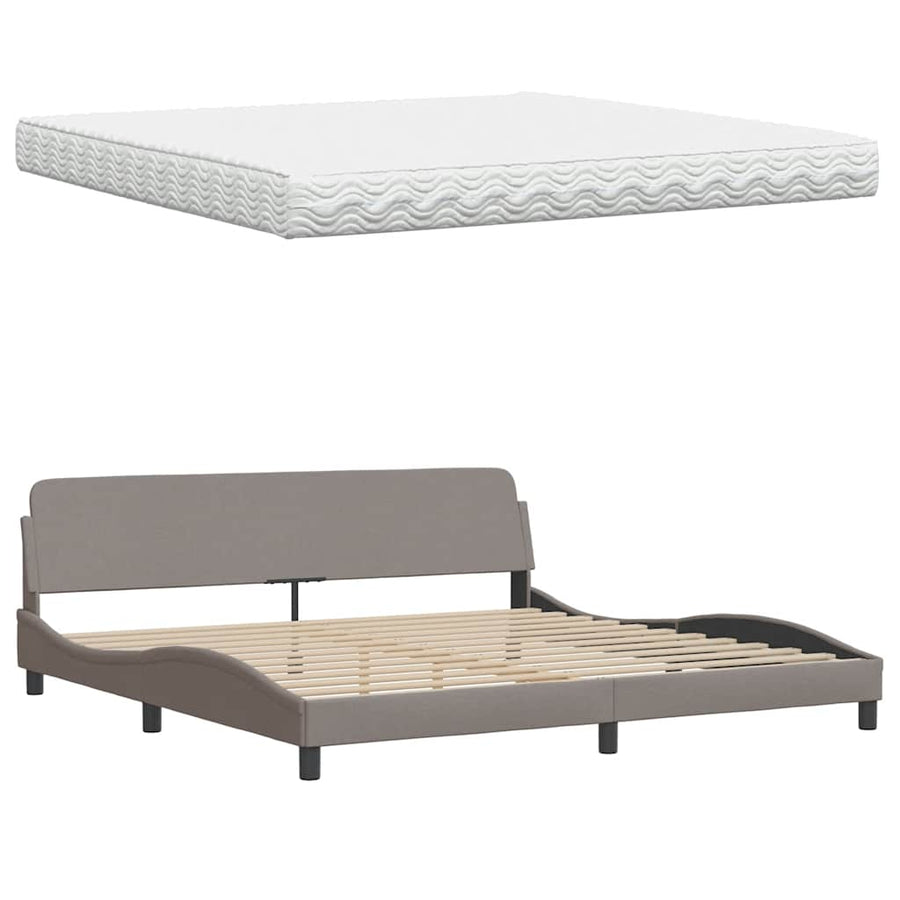 Bed met matras stof taupe 200x200 cm