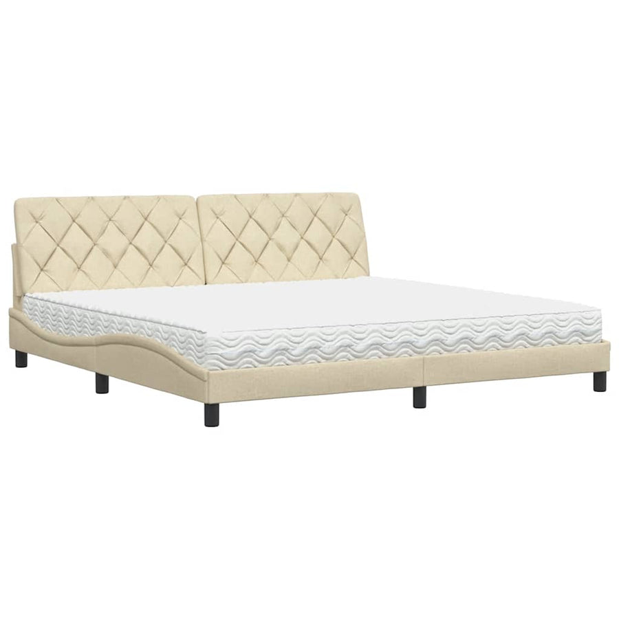 Bed met matras stof crèmekleurig 200x200 cm