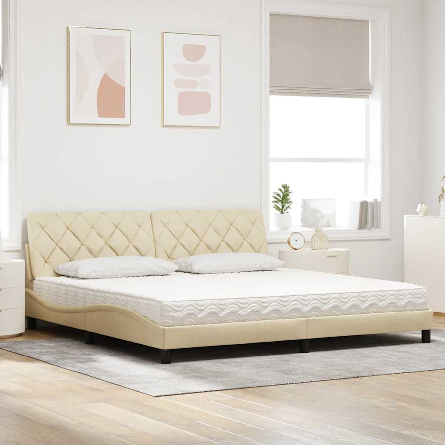 Bed met matras stof crèmekleurig 200x200 cm
