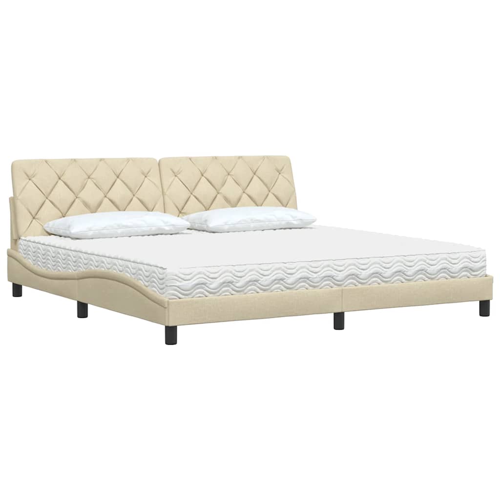 Bed met matras stof crèmekleurig 200x200 cm