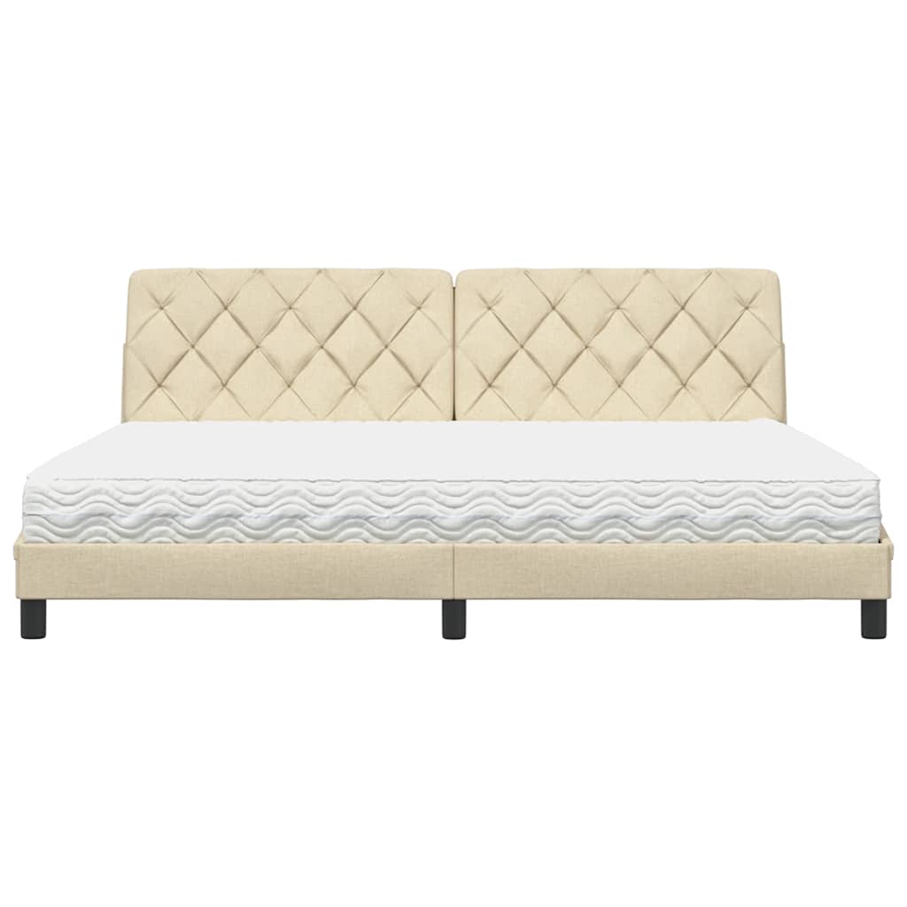 Bed met matras stof crèmekleurig 200x200 cm