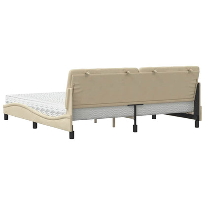 Bed met matras stof crèmekleurig 200x200 cm