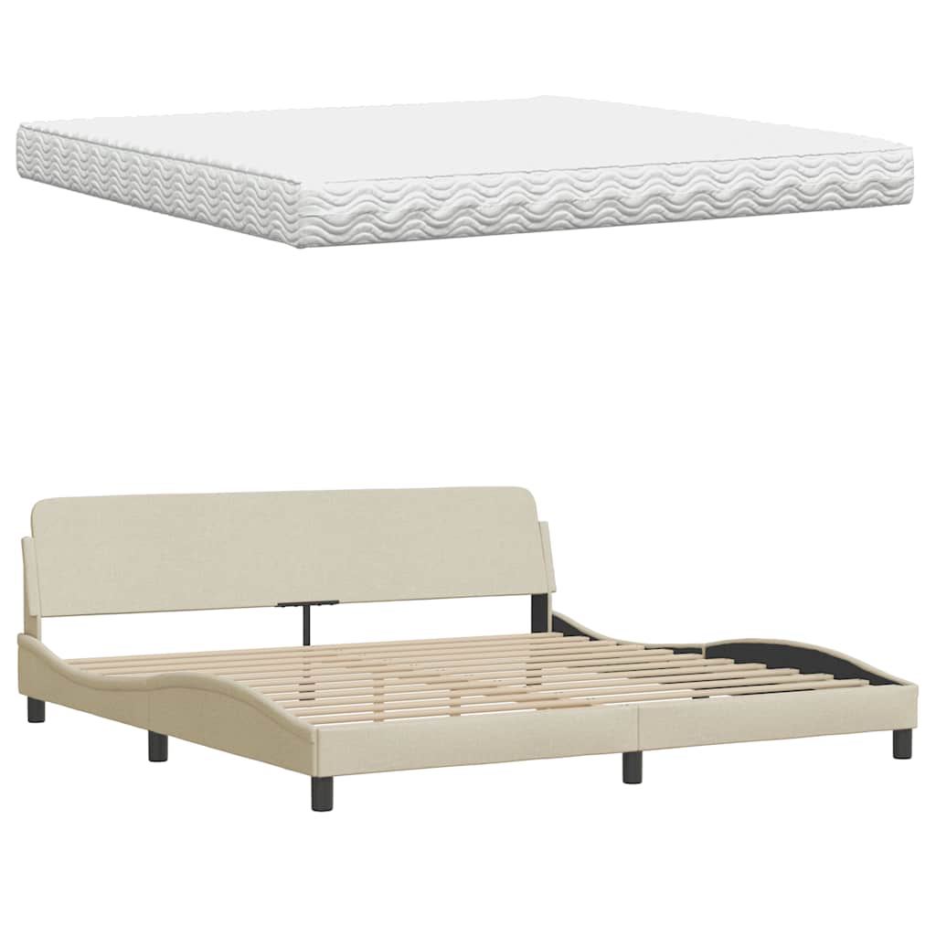 Bed met matras stof crèmekleurig 200x200 cm