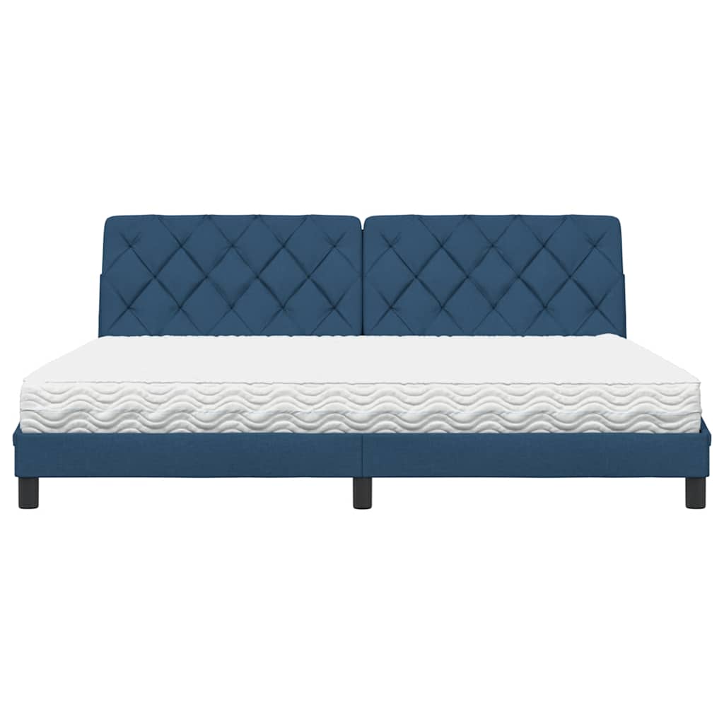 Bed Met Matras Stof 200 x 200 cm Blauw
