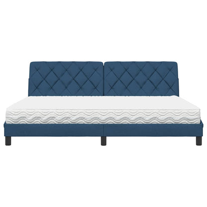 Bed Met Matras Stof 200 x 200 cm Blauw