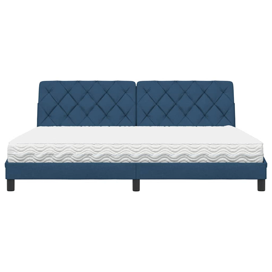 Bed Met Matras Stof 200 x 200 cm Blauw