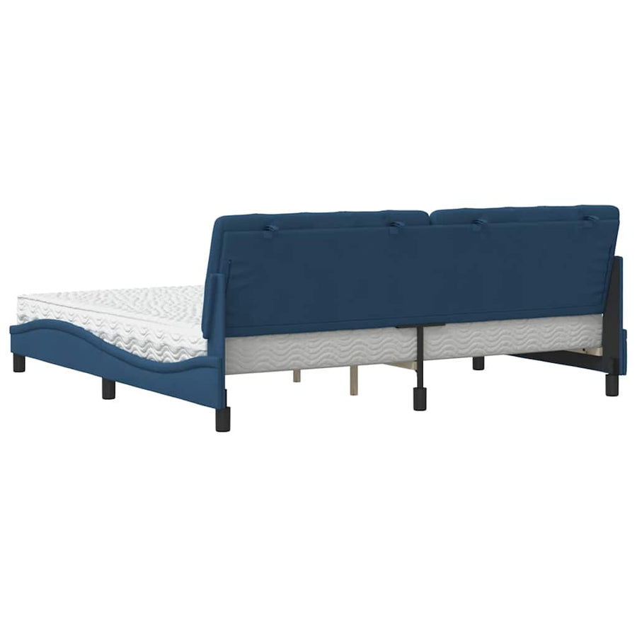 Bed Met Matras Stof 200 x 200 cm Blauw