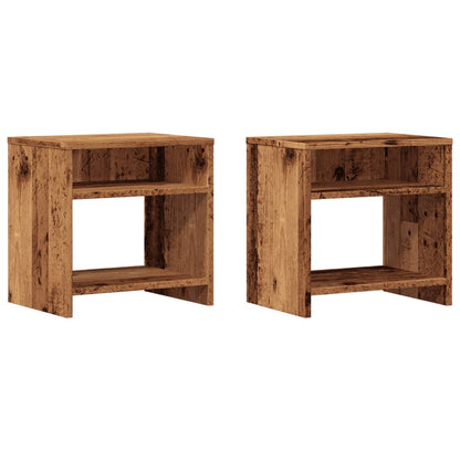 Nachtkastjes 2 st 40x30x40 cm bewerkt hout oud houtkleurig