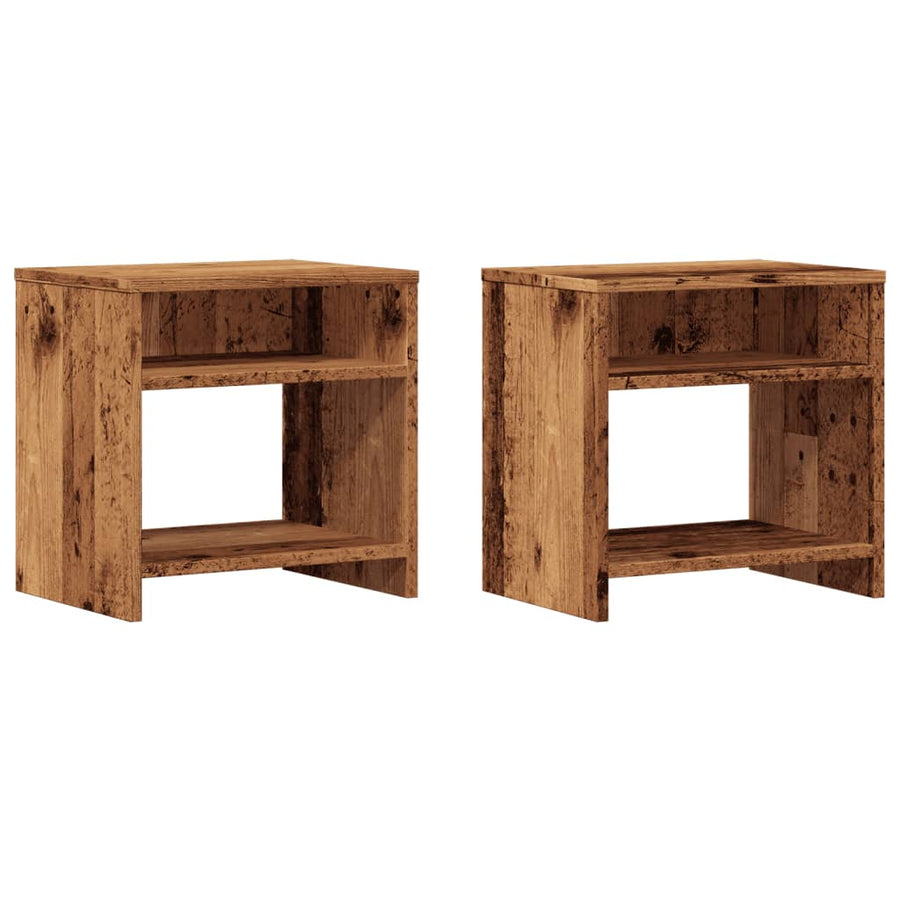 Nachtkastjes 2 st 40x30x40 cm bewerkt hout oud houtkleurig