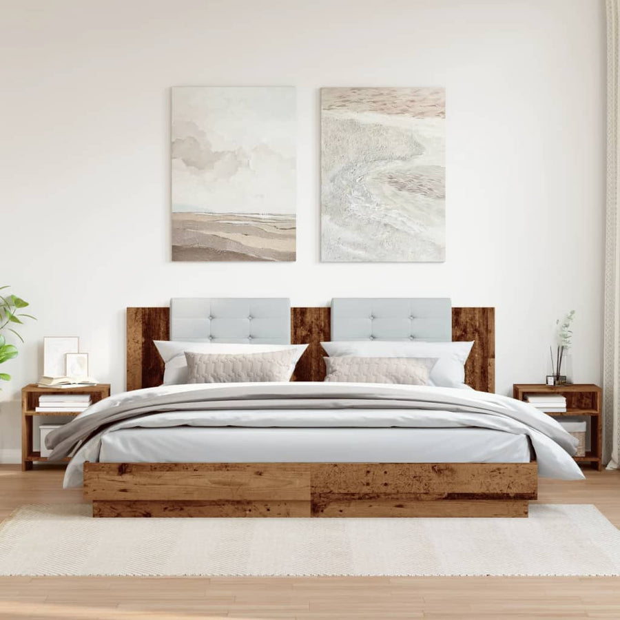 Nachtkastjes 2 st 40x30x40 cm bewerkt hout oud houtkleurig