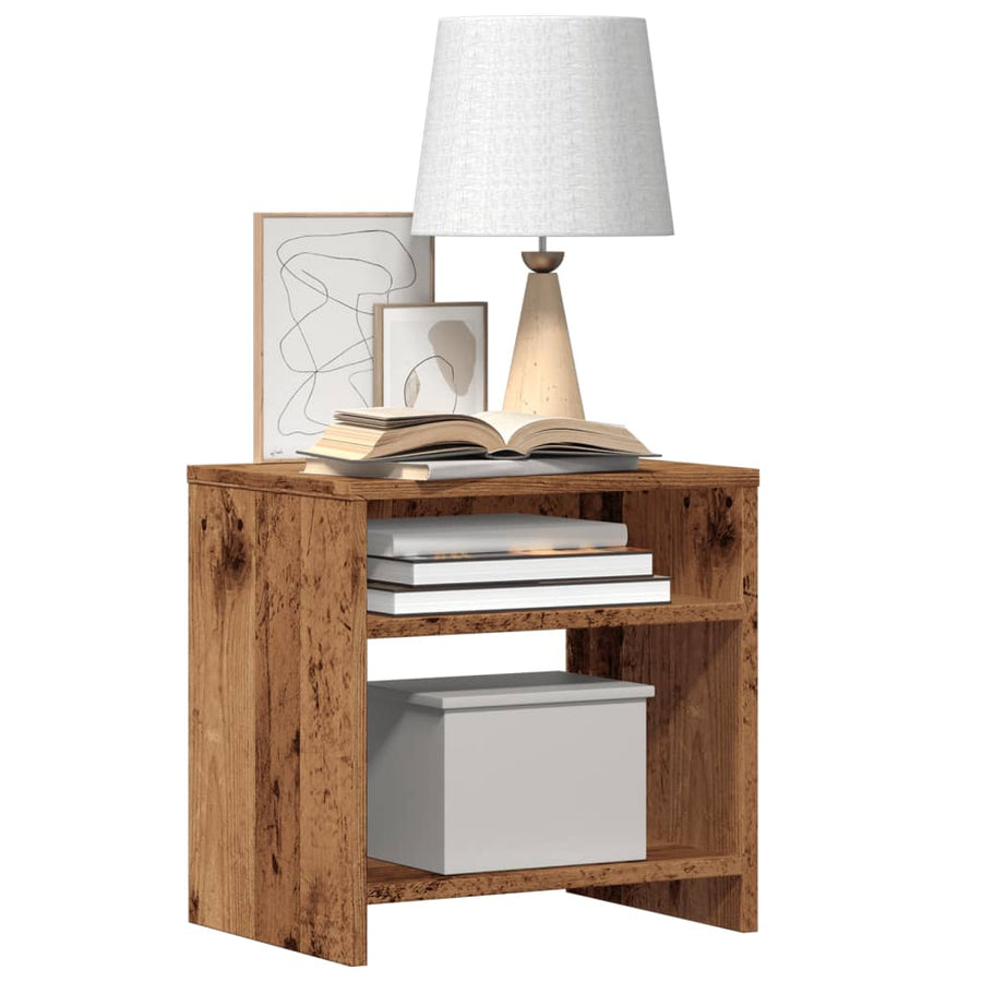 Nachtkastjes 2 st 40x30x40 cm bewerkt hout oud houtkleurig