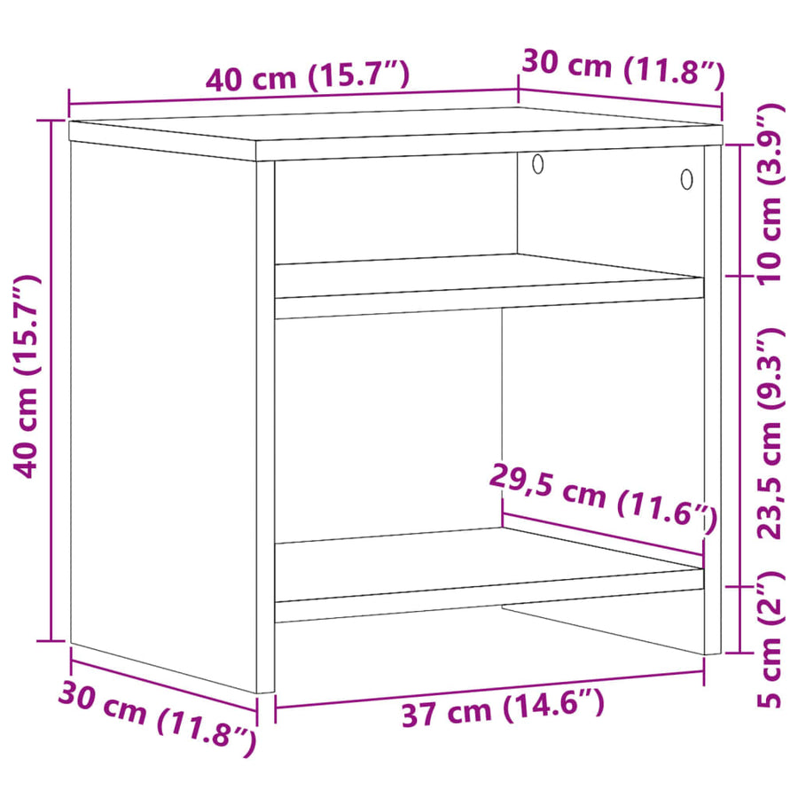Nachtkastjes 2 st 40x30x40 cm bewerkt hout oud houtkleurig