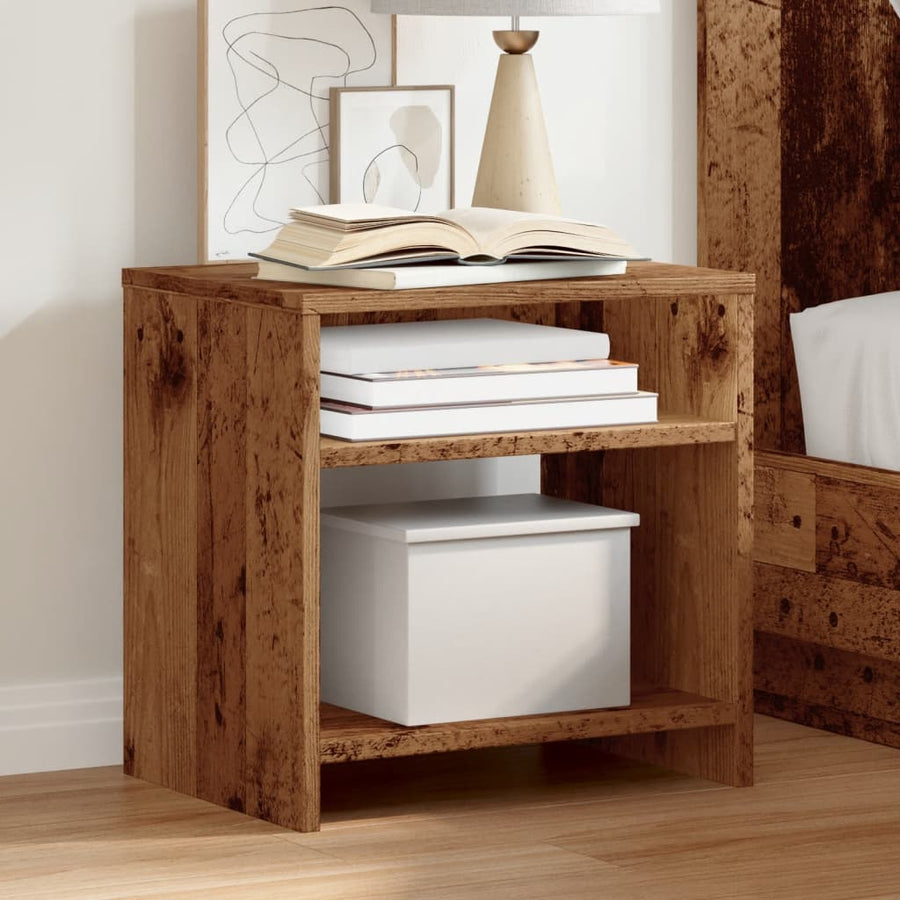 Nachtkastjes 2 st 40x30x40 cm bewerkt hout oud houtkleurig