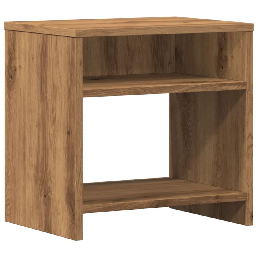 Nachtkastje 40x30x40 cm bewerkt hout artisanaal eikenkleurig
