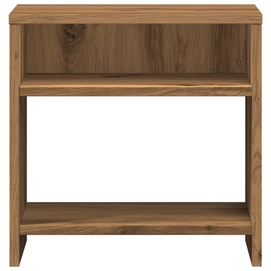 Nachtkastje 40x30x40 cm bewerkt hout artisanaal eikenkleurig