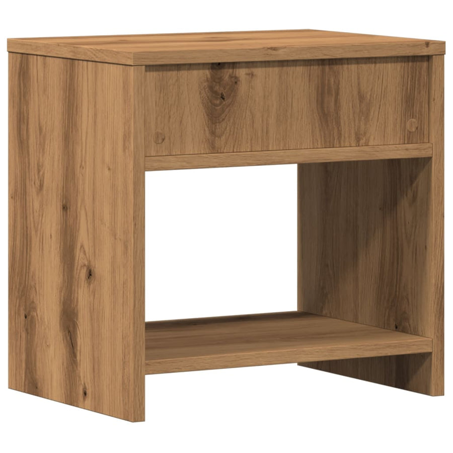 Nachtkastje 40x30x40 cm bewerkt hout artisanaal eikenkleurig