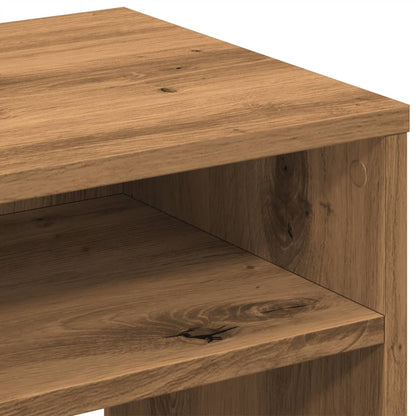 Nachtkastje 40x30x40 cm bewerkt hout artisanaal eikenkleurig