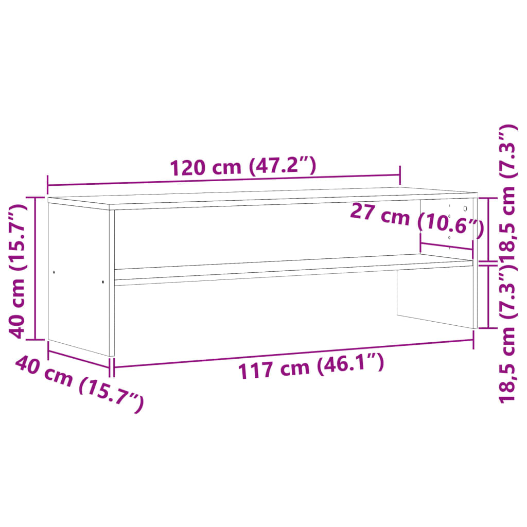 Tv-meubel 120x40x40 cm bewerkt hout oud houtkleurig