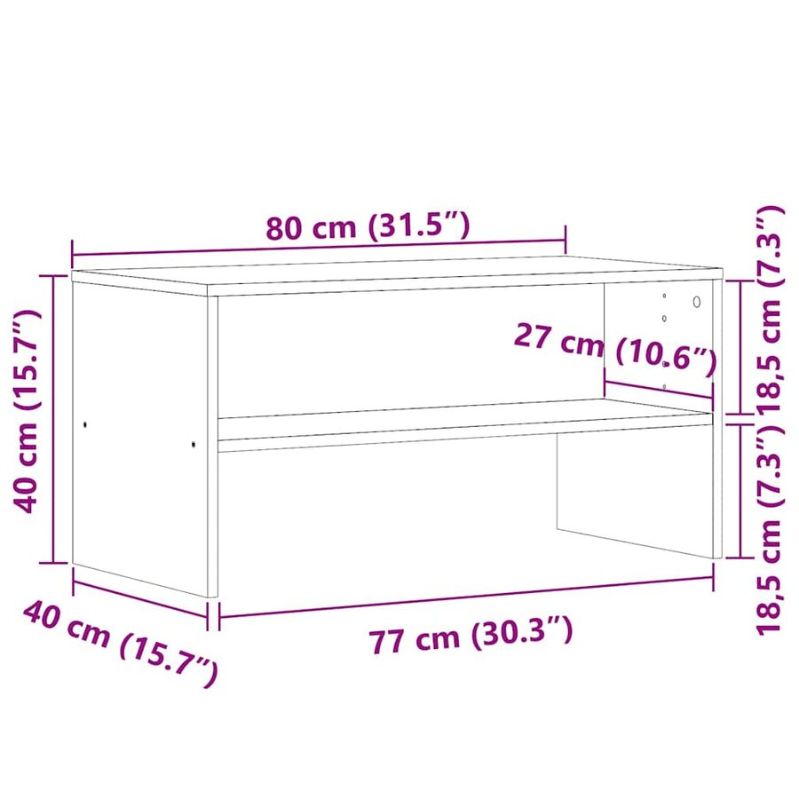 Tv-meubel 80x40x40 cm bewerkt hout oud houtkleurig