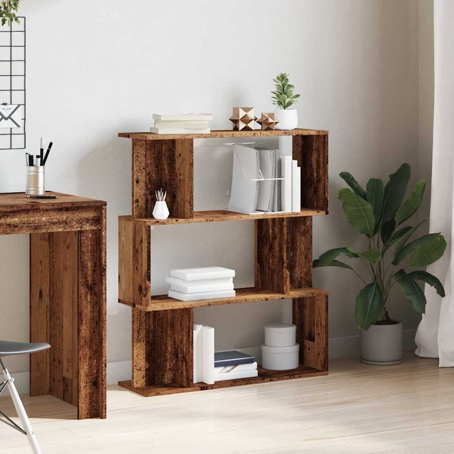 Boekenkast 80x24x96 cm bewerkt hout oud houtkleurig