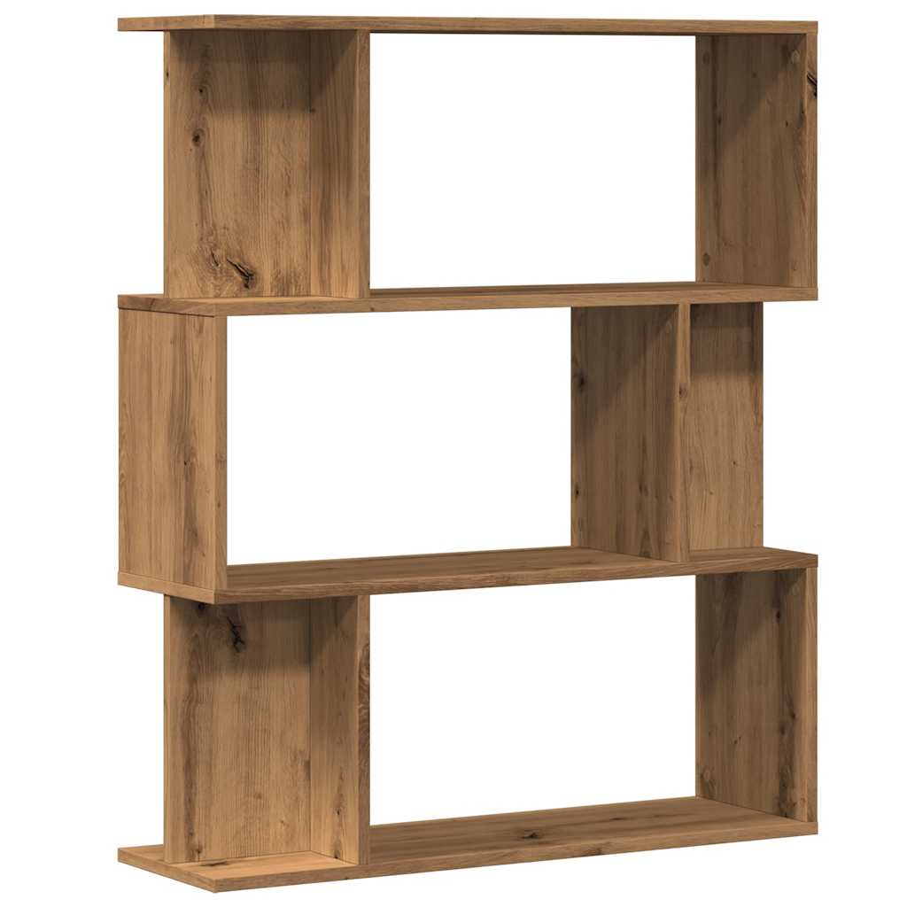 Boekenkast 80x24x96 cm bewerkt hout artisanaal eikenkleur