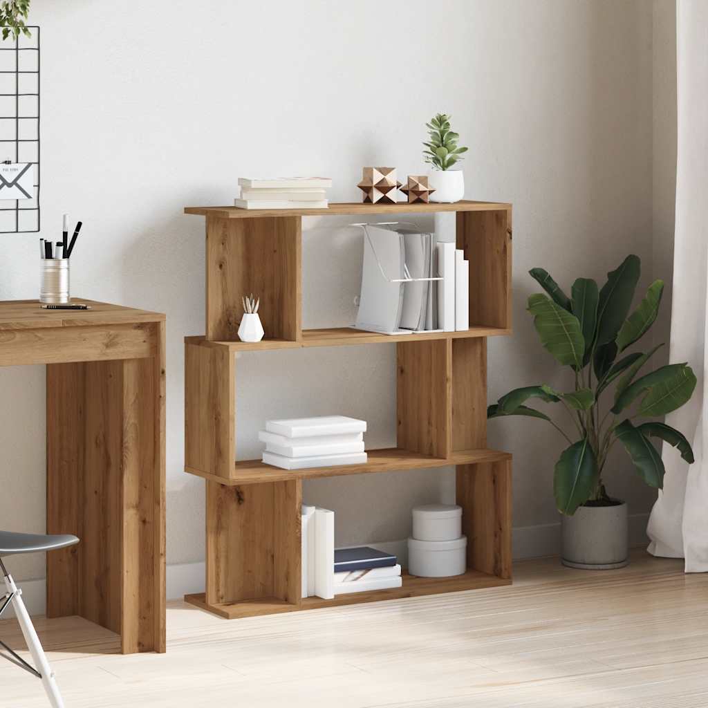 Boekenkast 80x24x96 cm bewerkt hout artisanaal eikenkleur