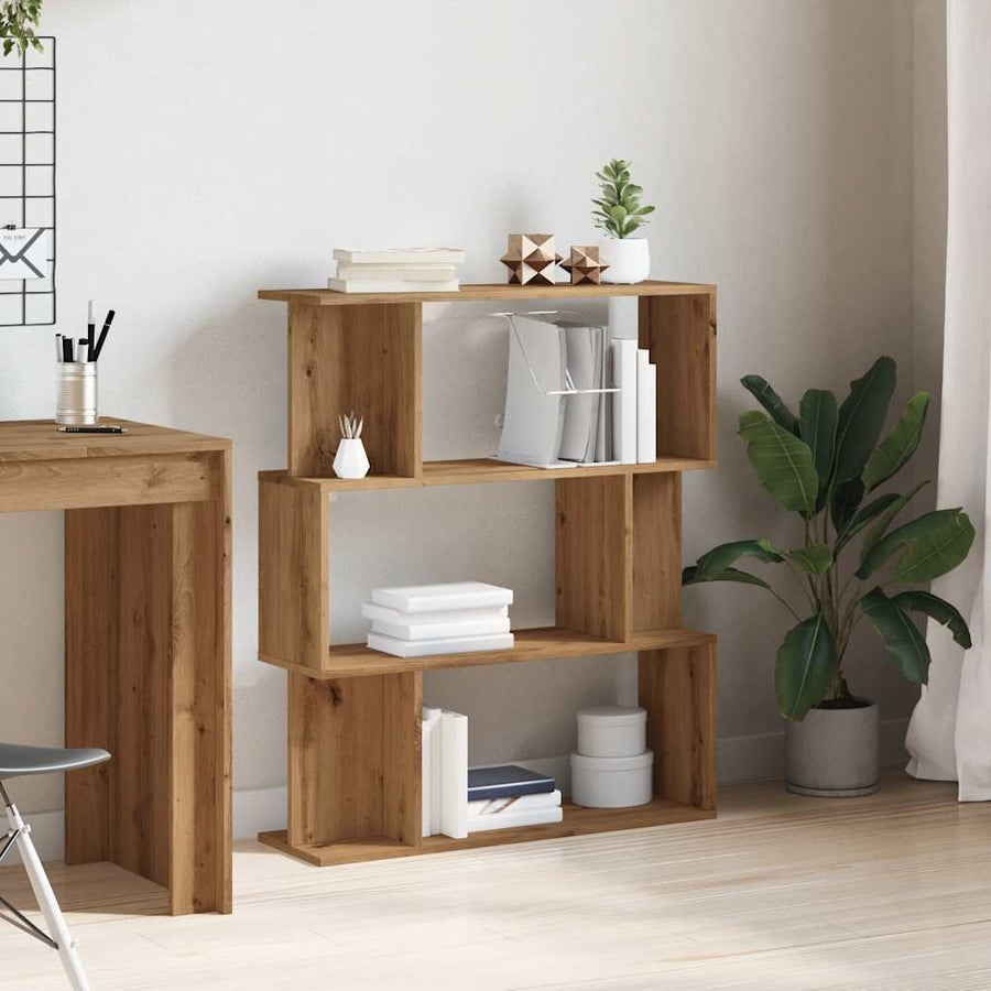 Boekenkast 80x24x96 cm bewerkt hout artisanaal eikenkleur