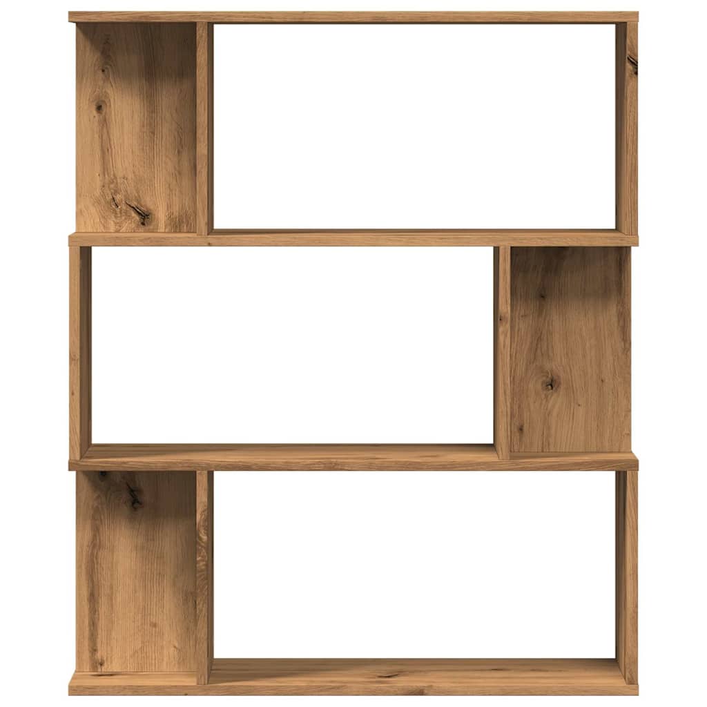 Boekenkast 80x24x96 cm bewerkt hout artisanaal eikenkleur