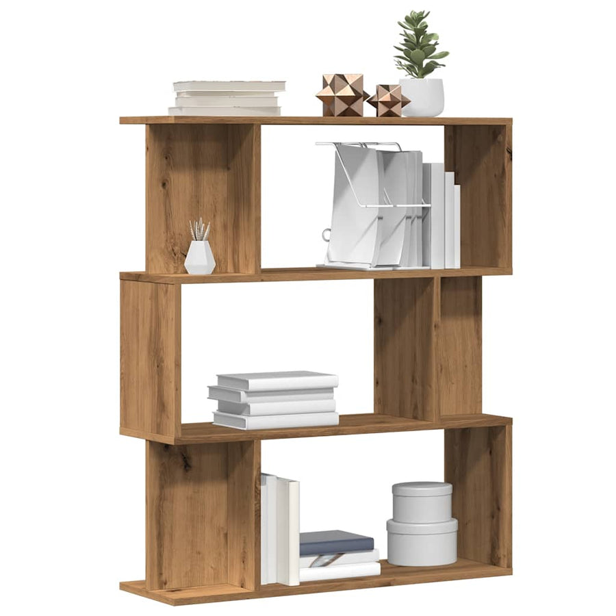 Boekenkast 80x24x96 cm bewerkt hout artisanaal eikenkleur