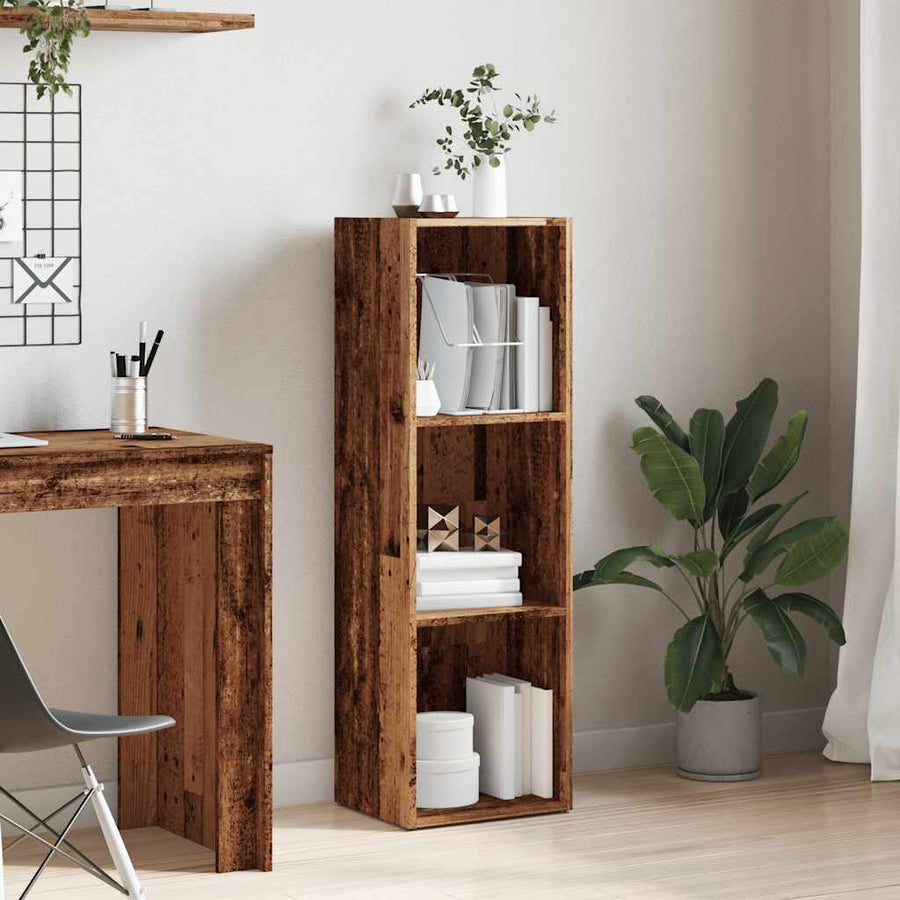 Boekenkast 36x30x114 cm bewerkt hout oud houtkleurig