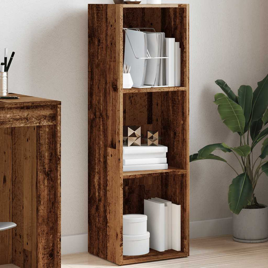 Boekenkast 36x30x114 cm bewerkt hout oud houtkleurig