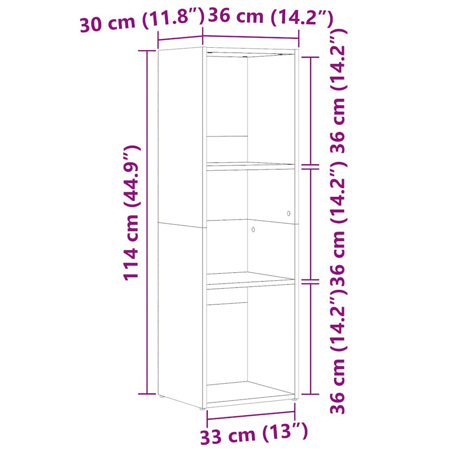 Boekenkast 36x30x114 cm bewerkt hout oud houtkleurig