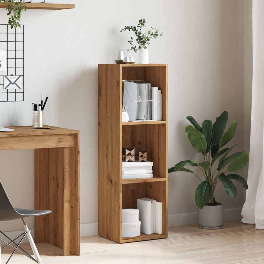 Boekenkast 36x30x114 cm bewerkt hout artisanaal eikenkleur