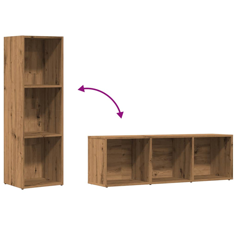 Boekenkast 36x30x114 cm bewerkt hout artisanaal eikenkleur