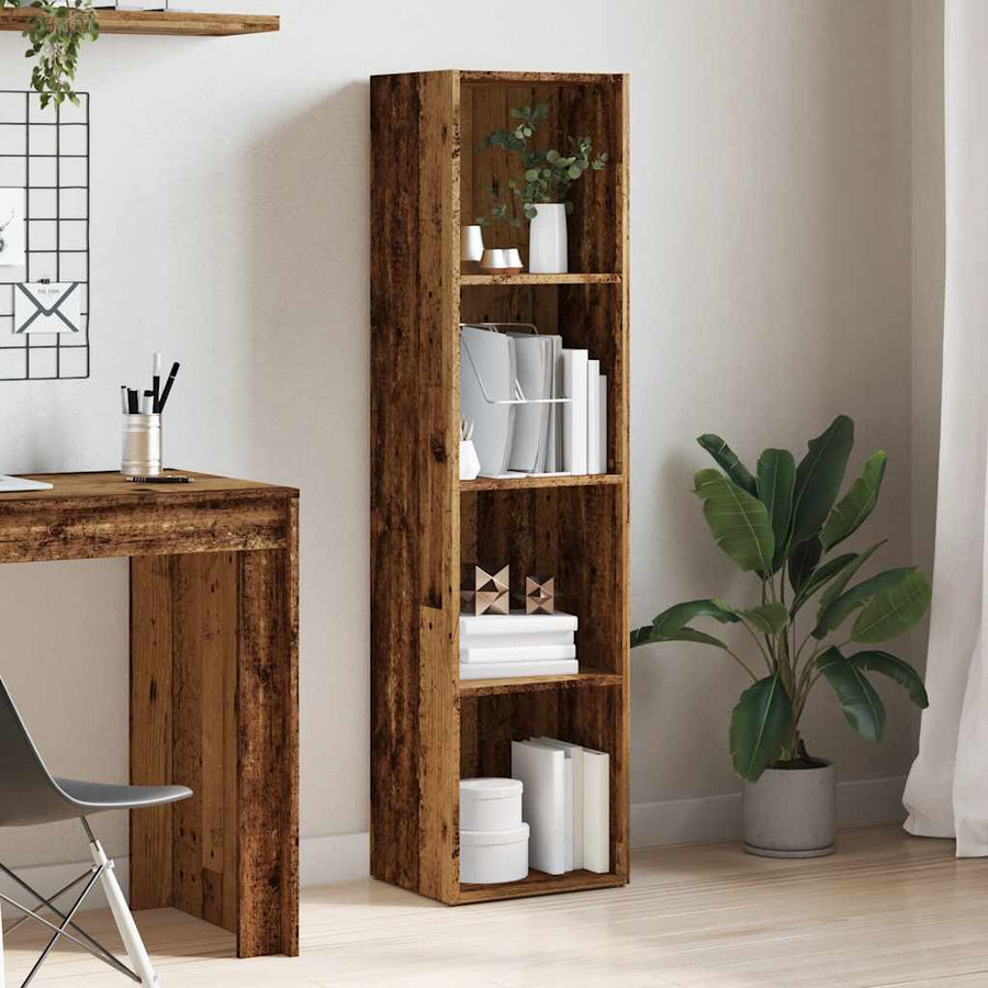 Boekenkast oud houten 36x30x143 cm bewerkt hout