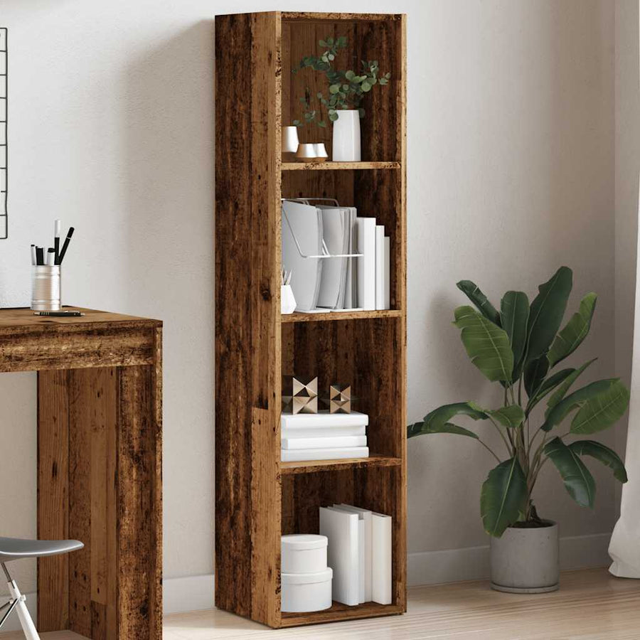 Boekenkast oud houten 36x30x143 cm bewerkt hout