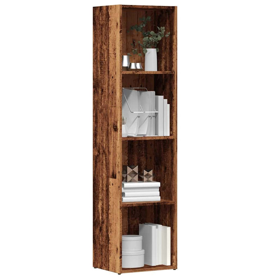 Boekenkast oud houten 36x30x143 cm bewerkt hout