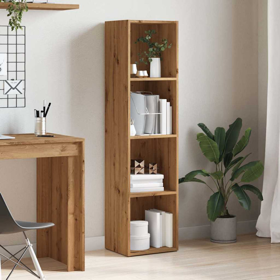Boekenkast 36x30x143 cm bewerkt hout artisanaal eikenkleur