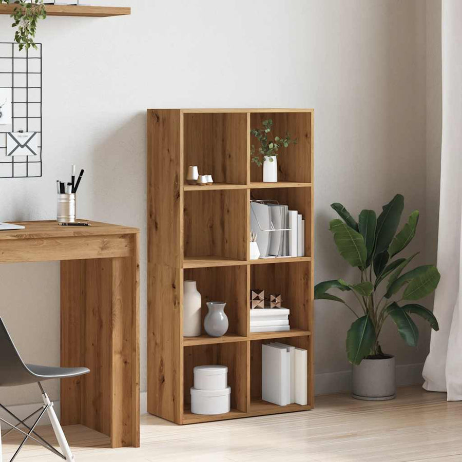 Boekenkast 66x30x130 cm bewerkt hout artisanaal eikenkleur