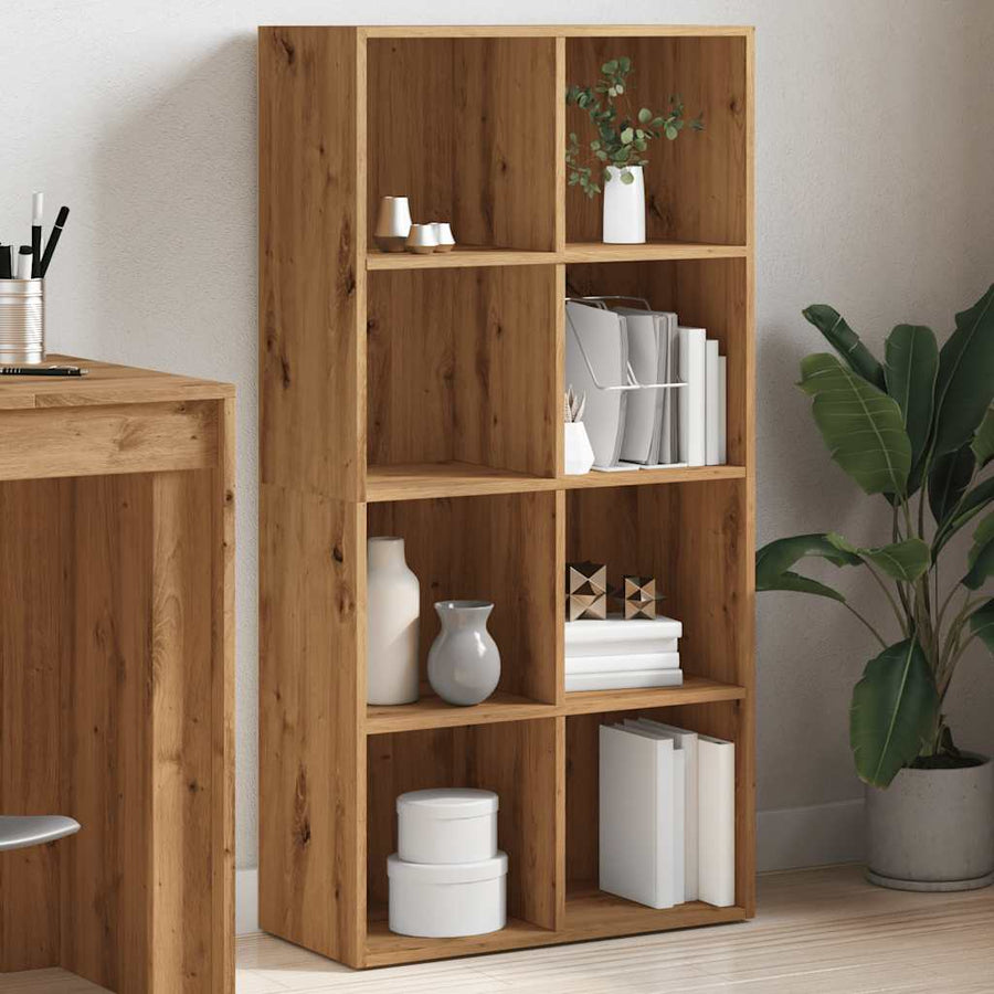 Boekenkast 66x30x130 cm bewerkt hout artisanaal eikenkleur