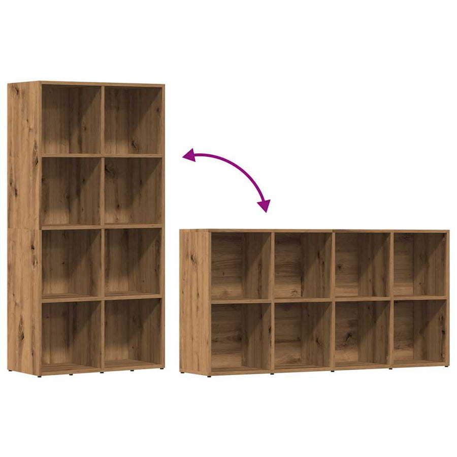 Boekenkast 66x30x130 cm bewerkt hout artisanaal eikenkleur