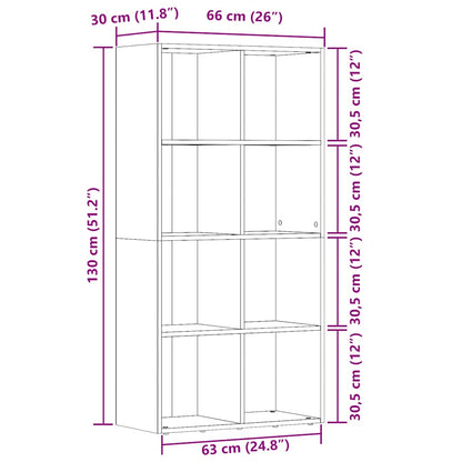 Boekenkast 66x30x130 cm bewerkt hout artisanaal eikenkleur